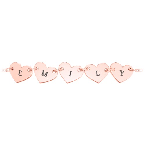 Engravable 5 Hearts Bracelet – 10K Rose Gold