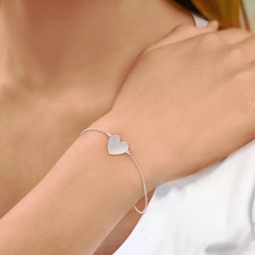 Engravable Heart Bracelet – Sterling Silver