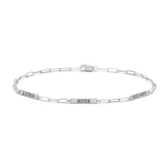 Mini Paper Clip Chain Bracelet with 1 - 4 Engravable Bars – 10K Yellow Gold