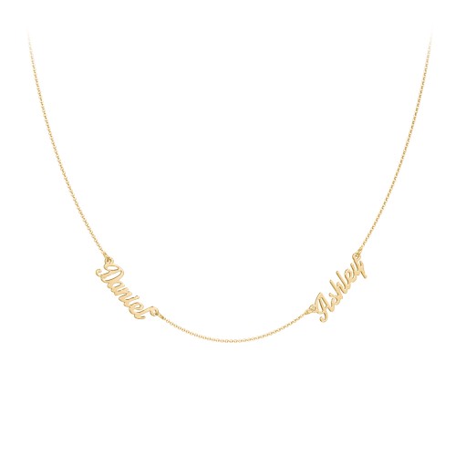 Dainty Personalized Two Name Necklace – 18K Gold Plated Silver