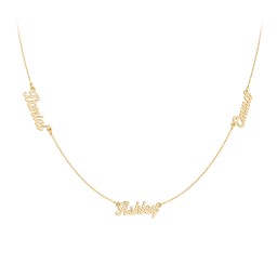 Dainty Personalized Three Name Necklace in 18K Gold Plated Silver