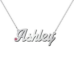 Personalized Birthstone Name Necklace – 18K Gold Plated Silver with Ruby