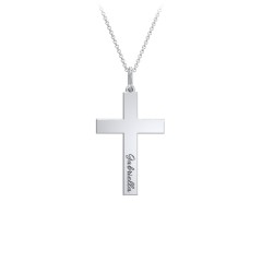 Classic Engravable Cross Necklace – Sterling Silver