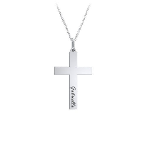Classic Engravable Cross Necklace – Sterling Silver