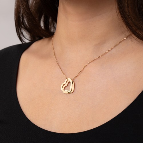 Engravable Interlocking Double Heart Pendant – 10K White Gold