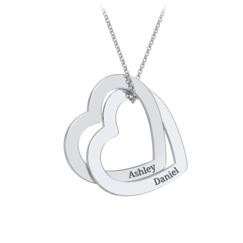 Engravable Interlocking Double Heart Pendant – Sterling Silver