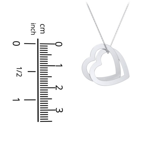 Engravable Interlocking Double Heart Pendant – 10K White Gold