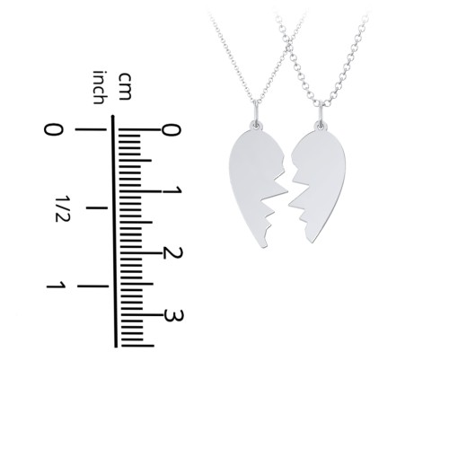 Engravable Split Heart Couples Necklace Set
