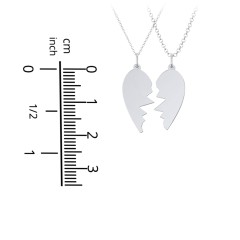 Engravable Split Heart Couples Necklace Set