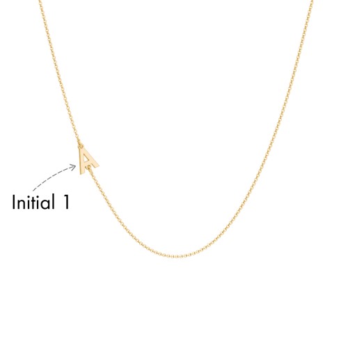 Personalized Initial Station Necklace with 1 Letter – 10K Yellow Gold