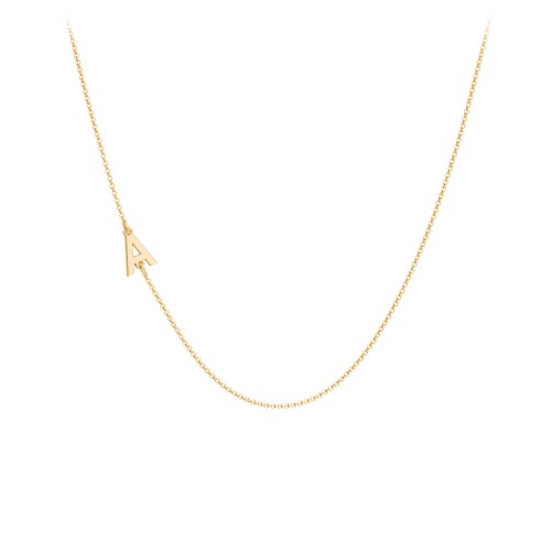 Personalized Initial Station Necklace with 1 Letter – 10K Yellow Gold