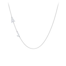 Personalized Initial Station Necklace with 2 Letters in 10K Solid White Gold