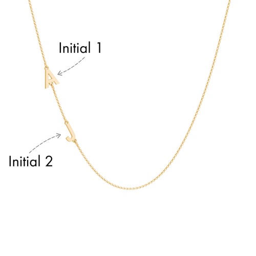 Personalized Initial Station Necklace with 2 Letters – 10K Yellow Gold