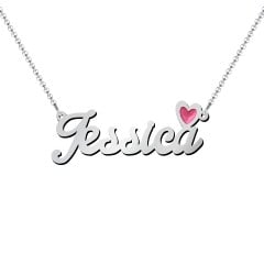 Personalized Name Necklace with Cold Enamel Heart