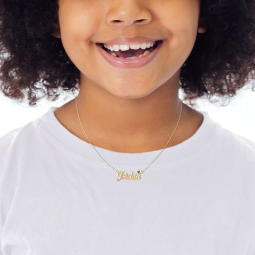 Personalized Name Necklace with Cold Enamel Heart – Sterling Silver