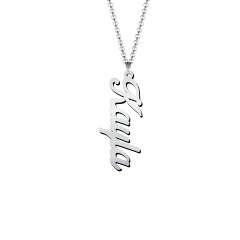 Personalized Vertical 1 Name Necklace in Glamorous Font – 10K Yellow Gold