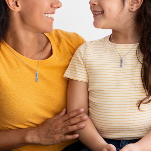 Engravable Butterfly Bar Necklace Set with Birthstones