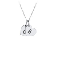 Initial 2 Heart Disc Necklace – Sterling Silver