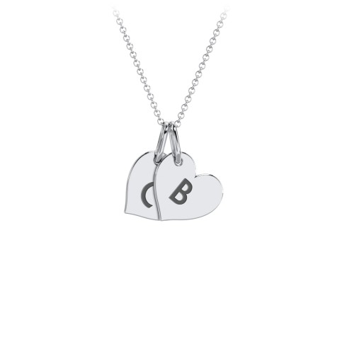 Initial 2 Heart Disc Necklace – Sterling Silver