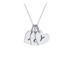 Initial 3 Heart Disc Necklace – Sterling Silver