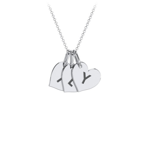 Initial 3 Heart Disc Necklace – Sterling Silver