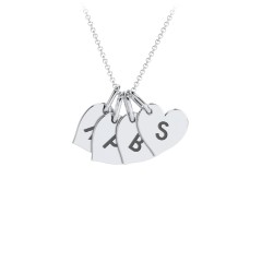 Initial 4 Heart Disc Necklace – Sterling Silver