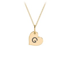Initial Heart Disc Necklace in 18K Gold Plated Silver