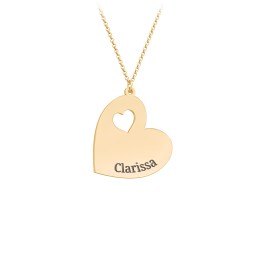 Engravable Heart In Heart Necklace with Heart Cutouts
