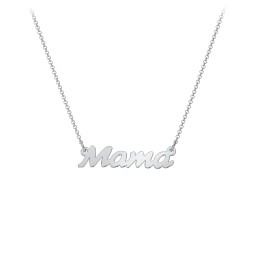Mama Necklace In Cursive Font in 10K Solid White Gold