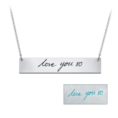 Personalized Handwriting Bar Pendant – Sterling Silver