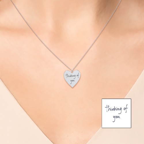 Personalized Handwriting Heart Necklace – Sterling Silver