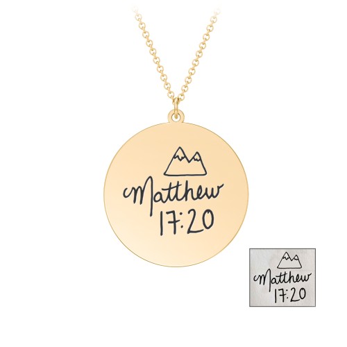 Personalized Handwriting Disc Necklace – 18K Gold Plated Silver