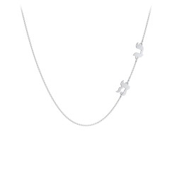 Hebrew Initial Station Necklace with 2 Letters – 10K Yellow Gold