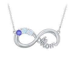 Mom's Infinity Pendant – 10K Yellow Gold with Blue Sapphire, Blue Topaz, and Aquamarine