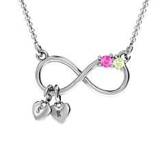 Twice the Love Infinity Pendant – Sterling Silver with Pink Tourmaline and Peridot