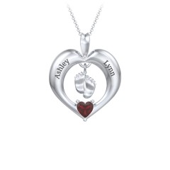 Precious Gift Baby Feet Charm Pendant – 10K Yellow Gold with Garnet
