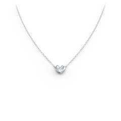 Puffed Heart Pendant with Gemstone – Sterling Silver with Cubic Zirconia