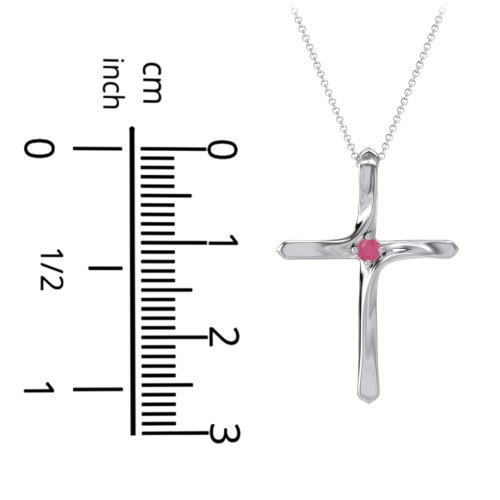 Twisted Cross Pendant with Birthstone – Sterling Silver with Blue Sapphire
