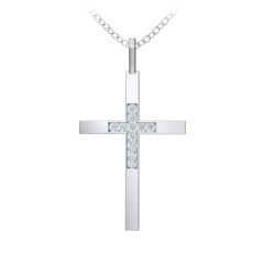 Classic Cross with Accents – Sterling Silver with White Premium Zirconia
