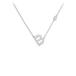 Pavé B Initial Necklace with Satellite Gemstone