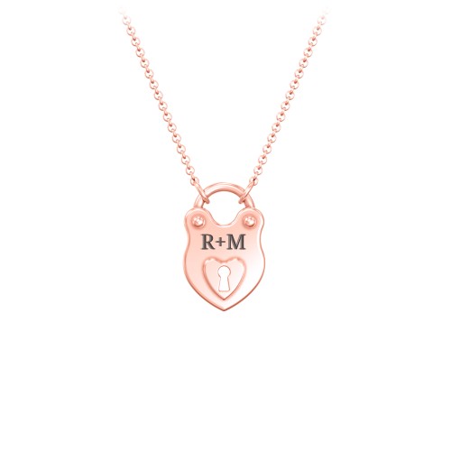 Engravable Love Lock Necklace – 10K Rose Gold