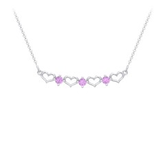 Heart To Heart Necklace with 3 Birthstones