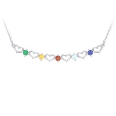 Heart To Heart Necklace with 5 Birthstones