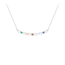 Heart To Heart Necklace with 5 Birthstones