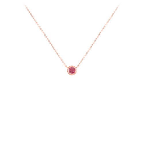 Bezel Set 3mm Gemstone Pendant – 10K Rose Gold with Ruby