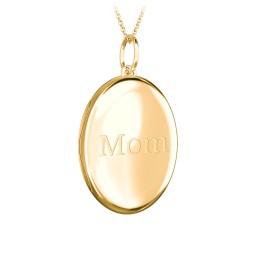 Engravable Oval Photo Locket Necklace in 18K Gold Plated Silver