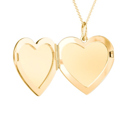 Engravable Heart Photo Locket Necklace – 18K Gold Plated Silver