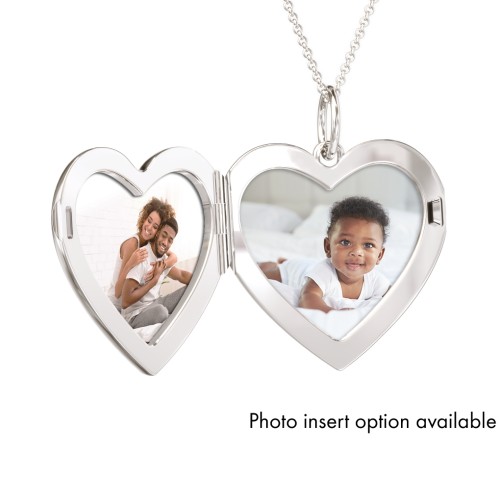 Engravable Heart Photo Locket Necklace – Sterling Silver