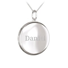Engravable Round Photo Locket Necklace