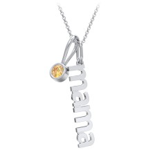 Modern Mama Necklace with Birthstone Charm – Sterling Silver with Citrine